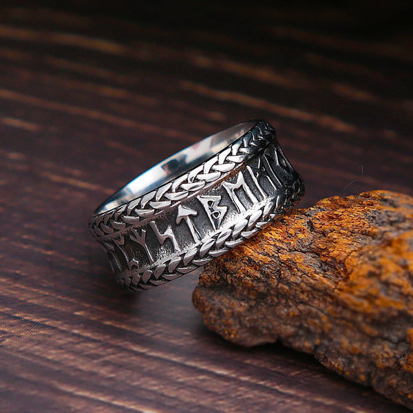 Vintage Steel Odin Rune Viking Ring Men Women