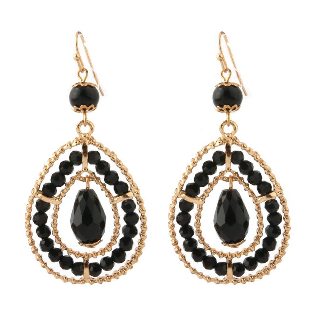 Statement Handmade Crystal Beads Water Drop Earrings for Women