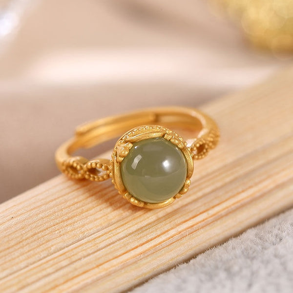 Original Natural Hetian Jasper Mouth Adjustable Ring