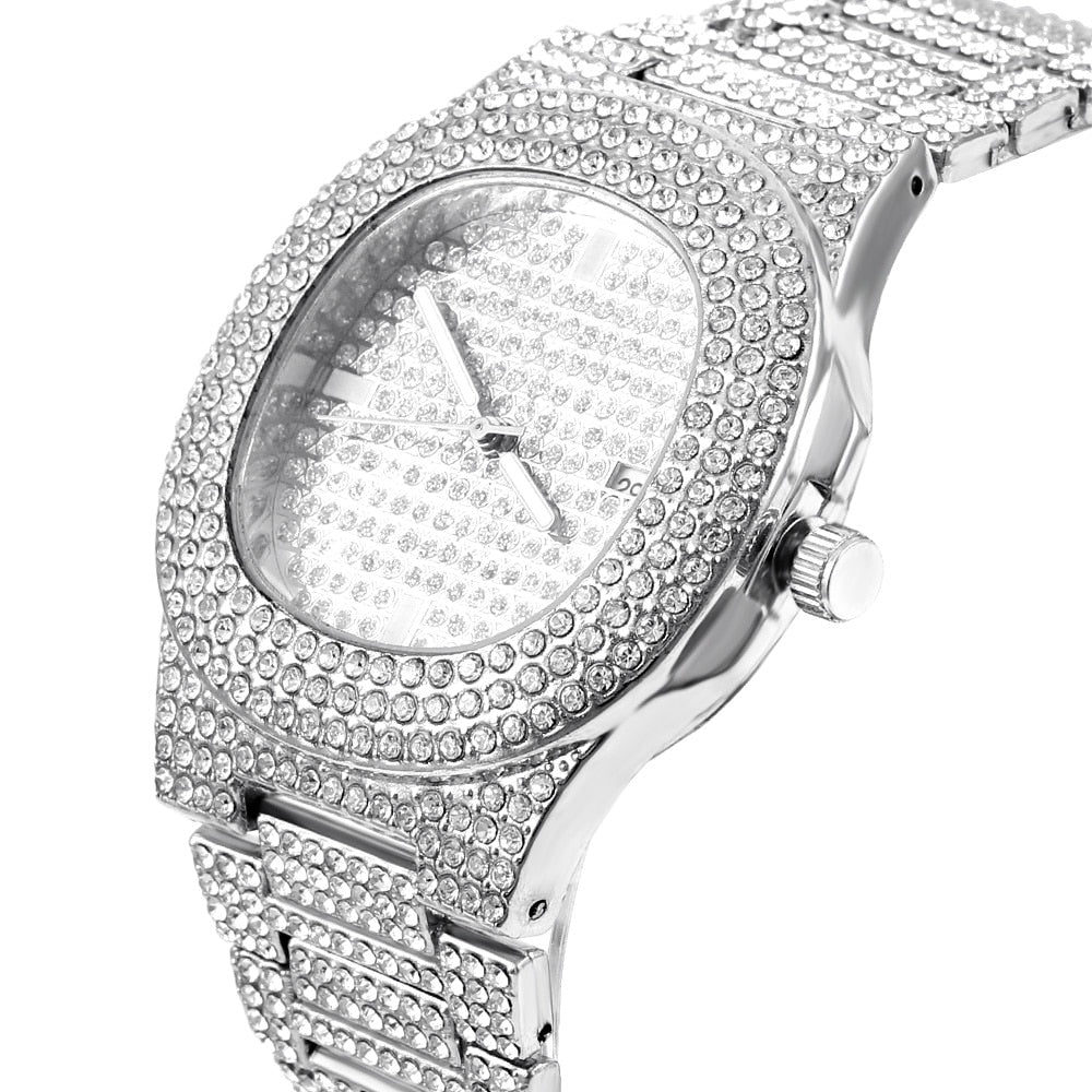 Iced Out Men Watch Hip Hop Diamond Sparkling Quartz Watches