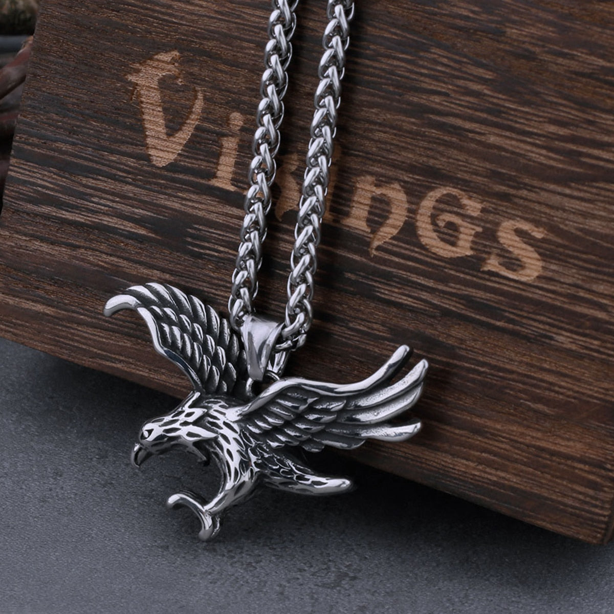 Stainless Steel Retro Eagle Wings Necklace Men's