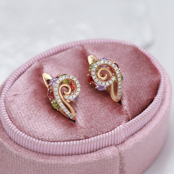 Luxury Geometric Spire Multicolor Natural Zircon Women's Clip Earrings