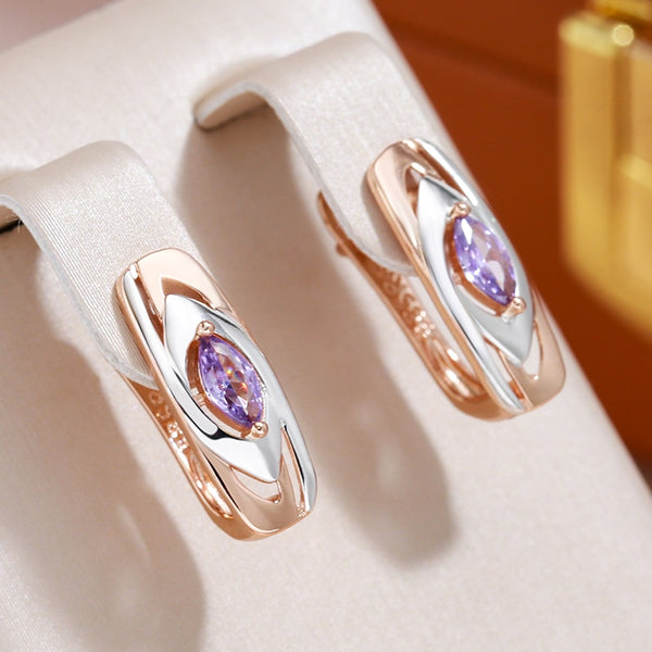 Silver Plated Geometric Texture Purple Zircon Rings for Women