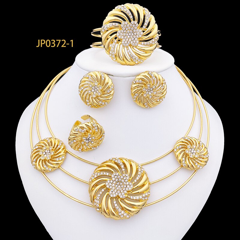 Italian Gold Plated Jewelry Sets Fashion Jewelry Necklace Earrings Sets For Women