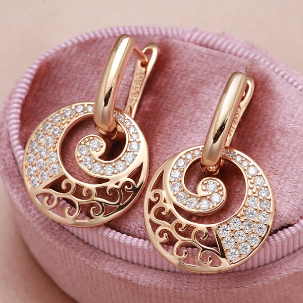 New 585 Rose Gold Separable Hollow Pendant Clip Earrings