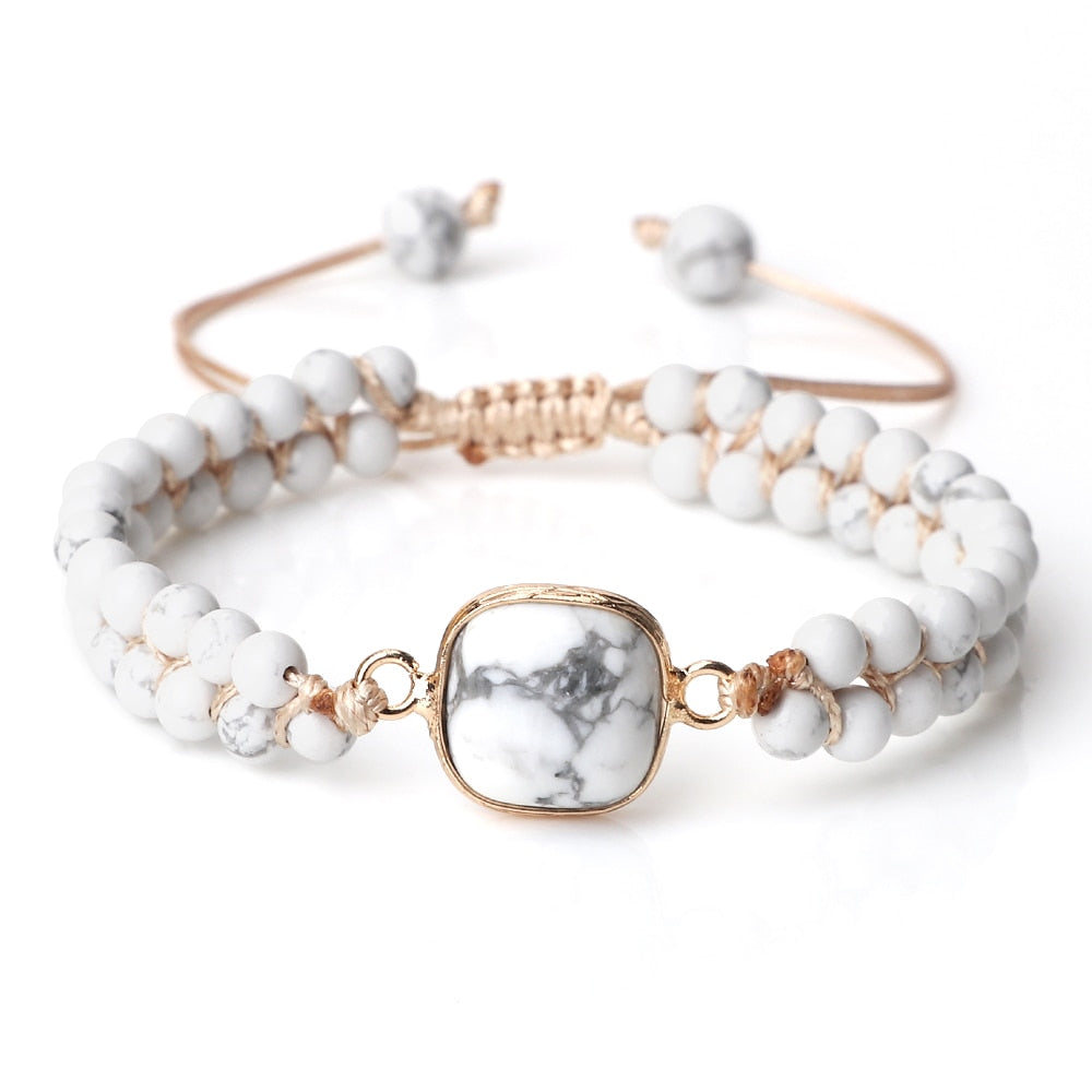 4mm Mini Natural White Howlite Stone Bracelets For Women Men