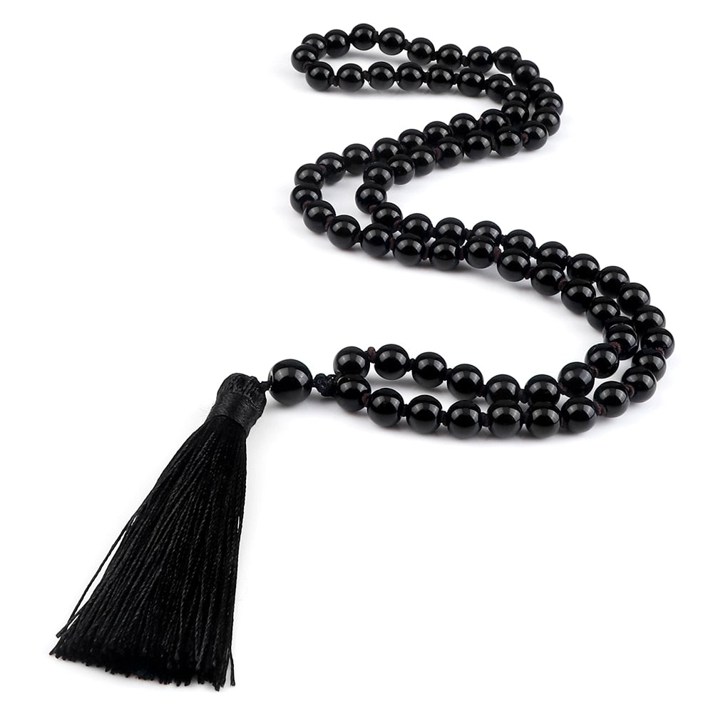 New 8mm Shiny Black Onyx Stone Beads Necklace Men Beads