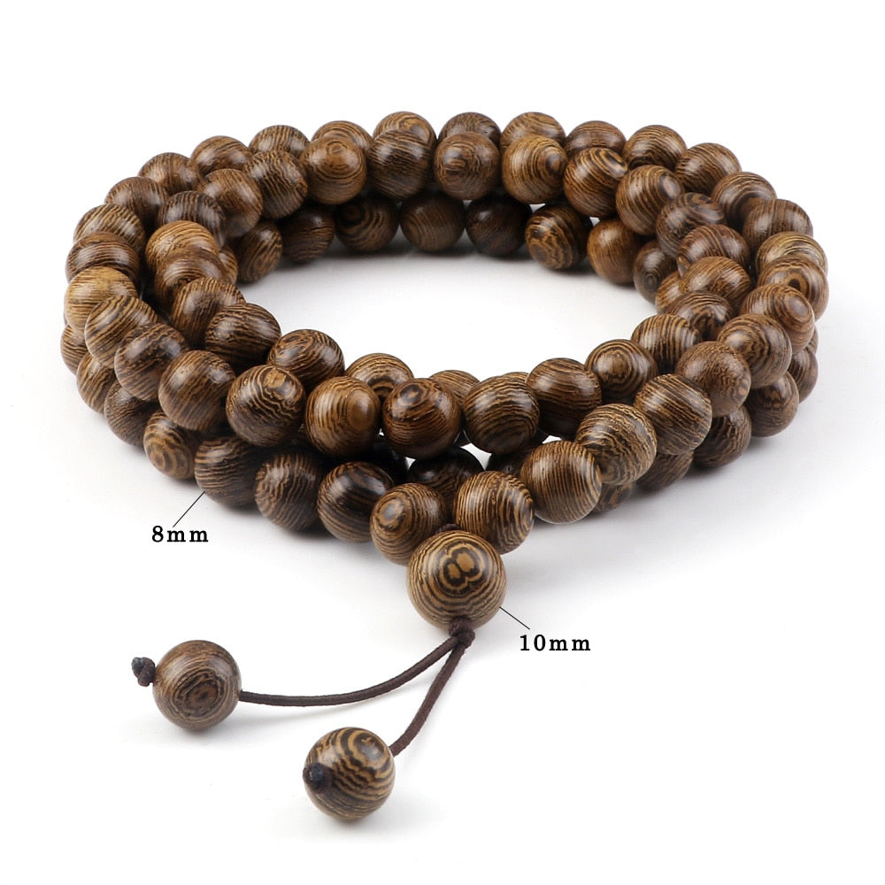 8mm 10mm Natural Wooden 108 Mala Beads Prayer Bracelet For Men