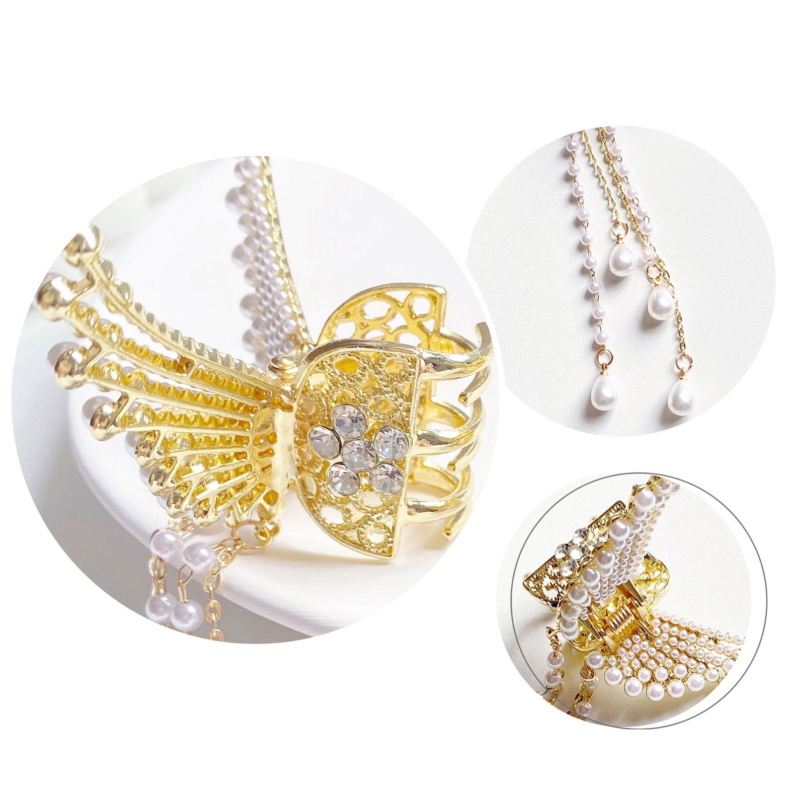 1PC Pearl Tassel Butterfly Hair Claw