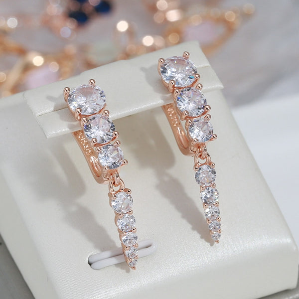 Full Claw Inlay Zircon Decreasing Design Drop English Earrings