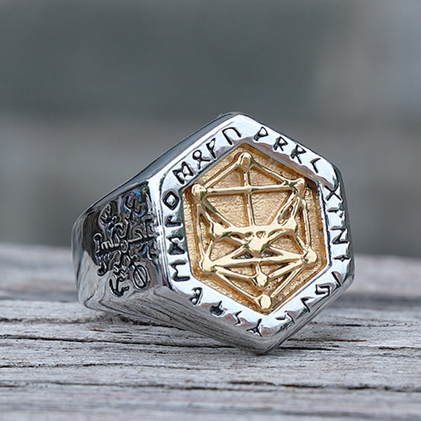 Vintage Viking Rune Ring Men Nordic Tree of Life Stainless Steel Viking Compass Ring