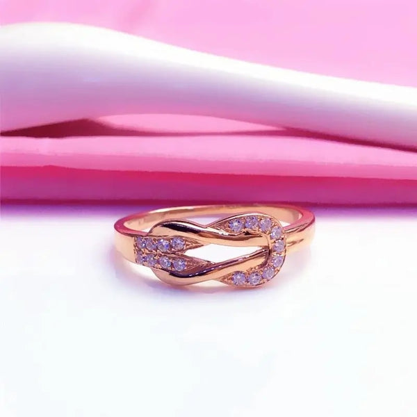 585 Purple Gold Plated 14K Rose Gold Inlaid Gemstone Rings For Women