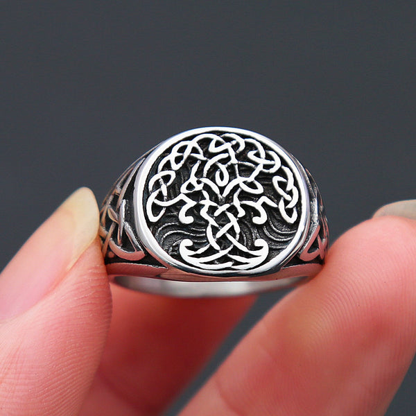 Vintage Viking Yggdrasil Ring Men Fashion Nordic Mythology Biker 316L Stainless Steel Tree of Life Ring