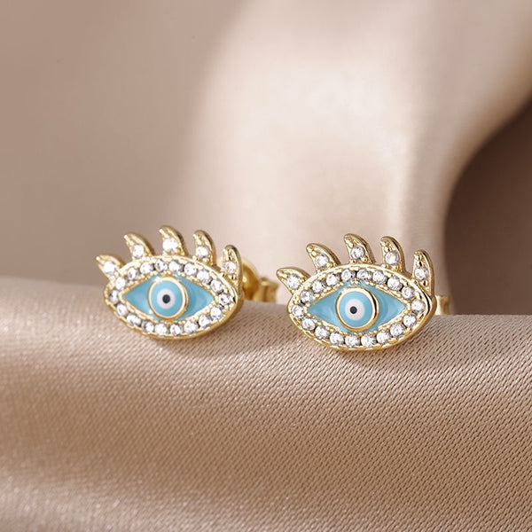 Bule Demon Eyes Stud Earrings For Women