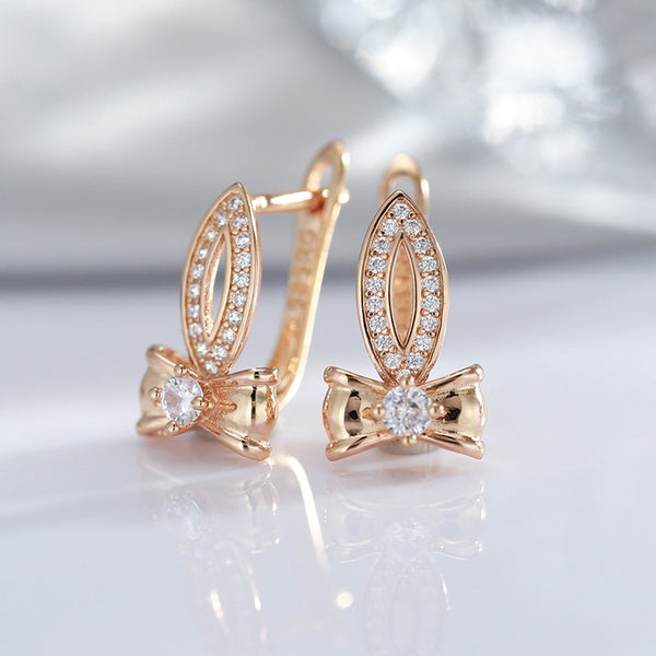 585 Rose Gold Micro Inlay Zircon Clip Earrings