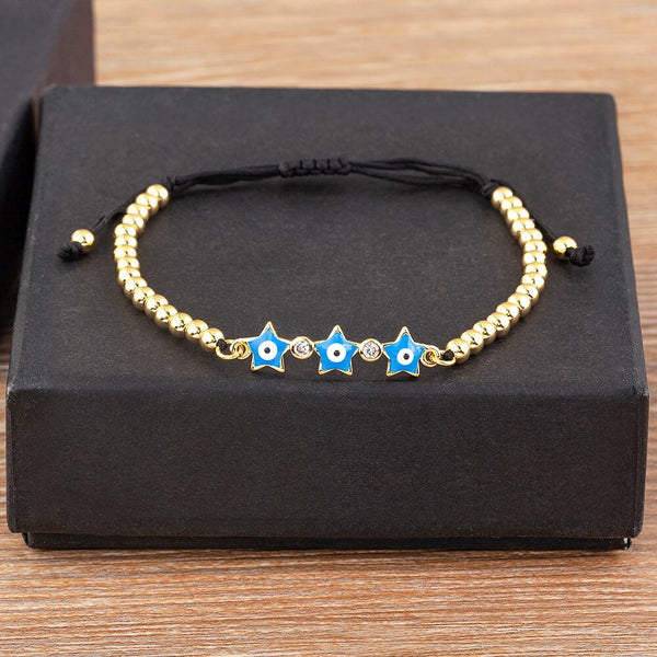 Classic Evil Eye Lucky Star Shape Beads Bracelet