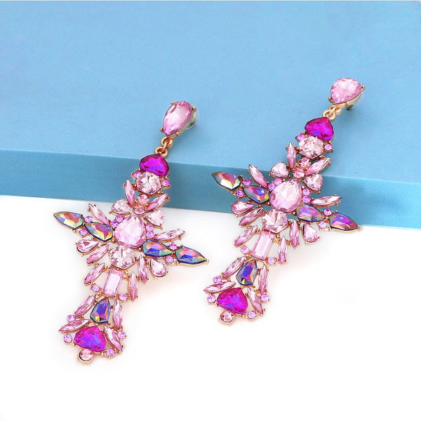 New Rhinestone Cross Drop Dangle Earring Crystal Big Drop Earrings