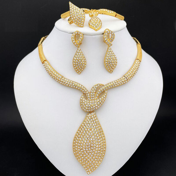 Large Size Pendant Necklace Earrings Set For Women