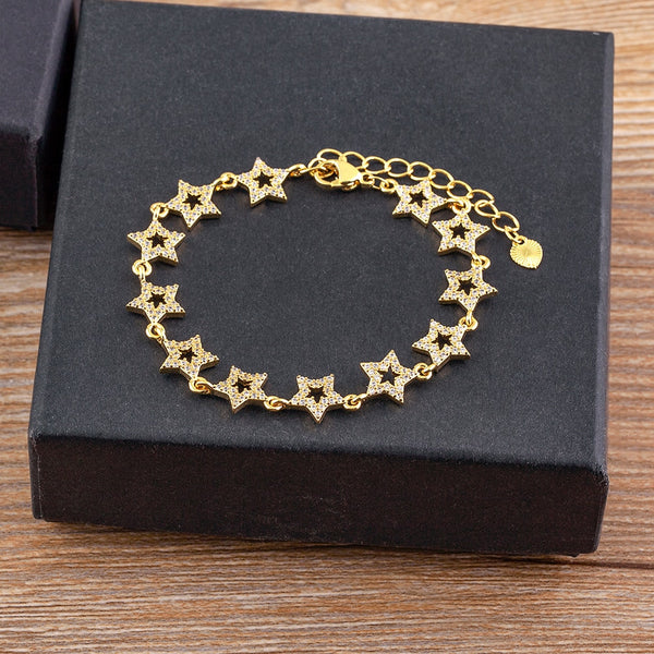 Full Rhinestone Gold Color Star Bracelet For Women