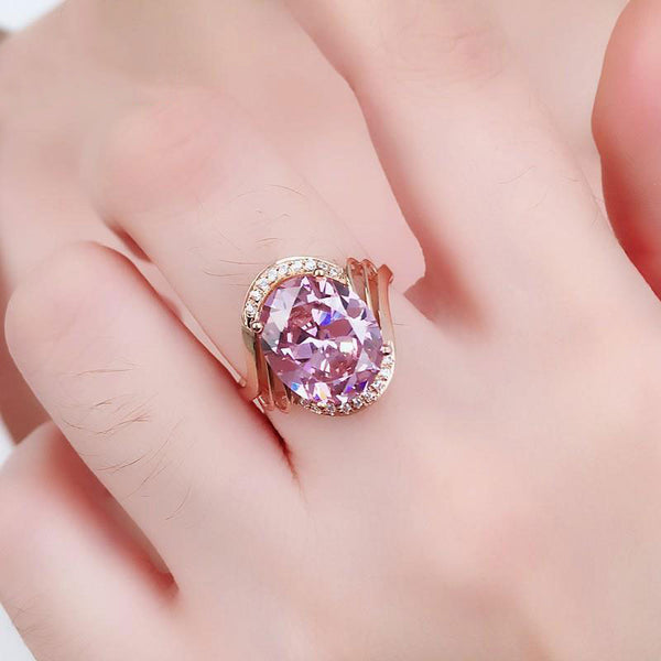 585 purple gold plated 14K rose gold crystals sweet light luxury engagement rings