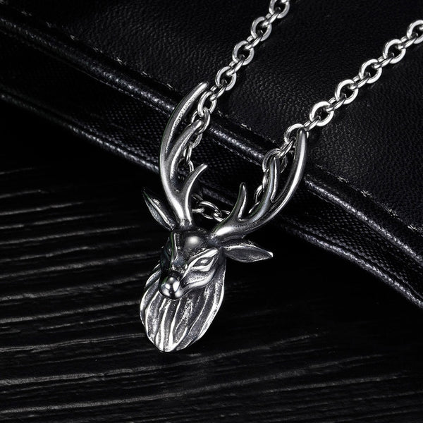 Vintage Viking Deer Head Pendant Necklace Men Women