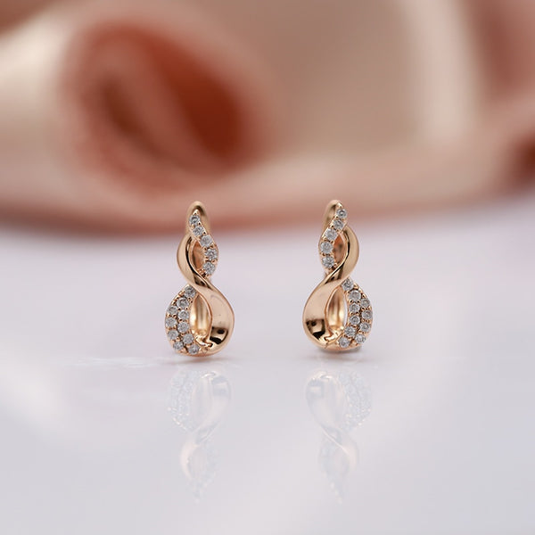 European Trend Cross Design 585 Rose Gold Earrings