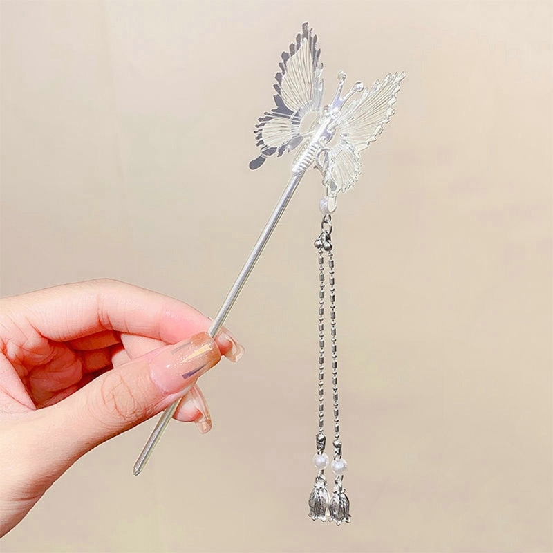 1PC Pearl Tassel Butterfly Hair Claw