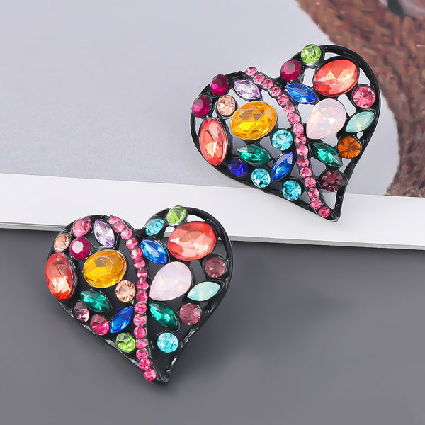 Fashionable Metal Heart Shaped Hollow Earrings Women