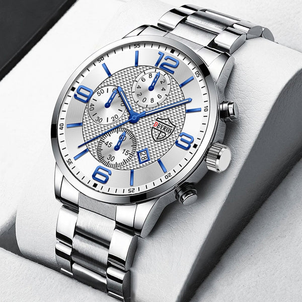 Fashion Mens Watches Luxury Stainless Steel Quartz Wristwatch