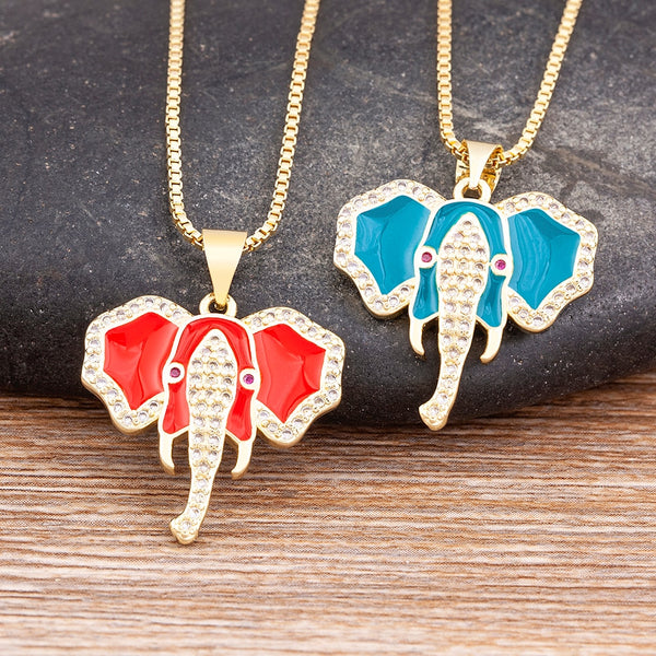 Cute Elephant Choker Necklace For Women Zircon Animal Pendant