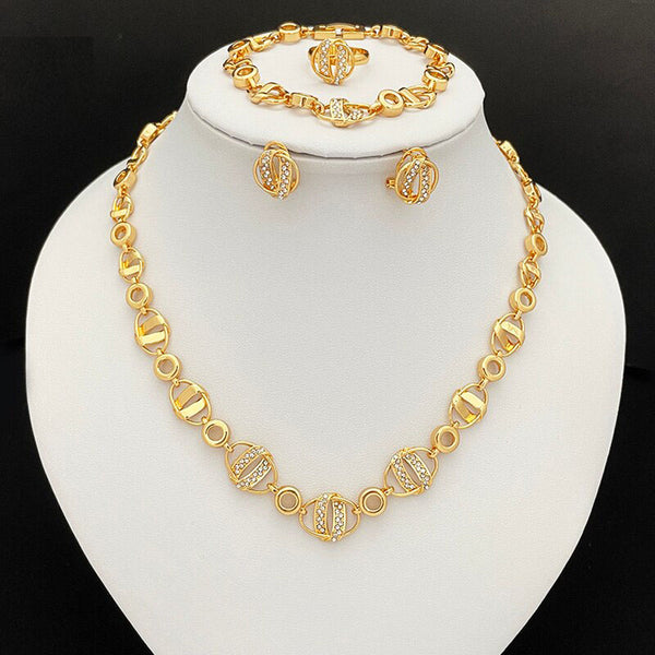 Latest Italian Gold Color Jewelry Set Women Necklace Earrings