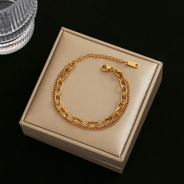 Stainless Steel Chain Bracelet Simple Gold Color