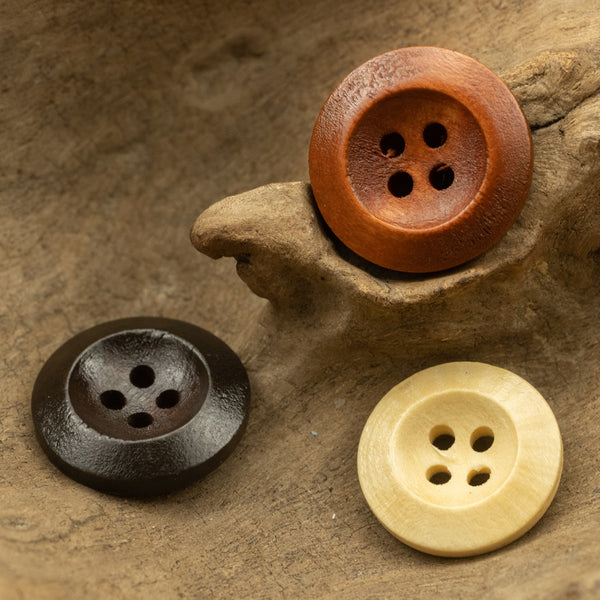 10pcs/lot Wooden Buttons for Crafts and Clothing With Curved Rim Natural Sewing Accessories