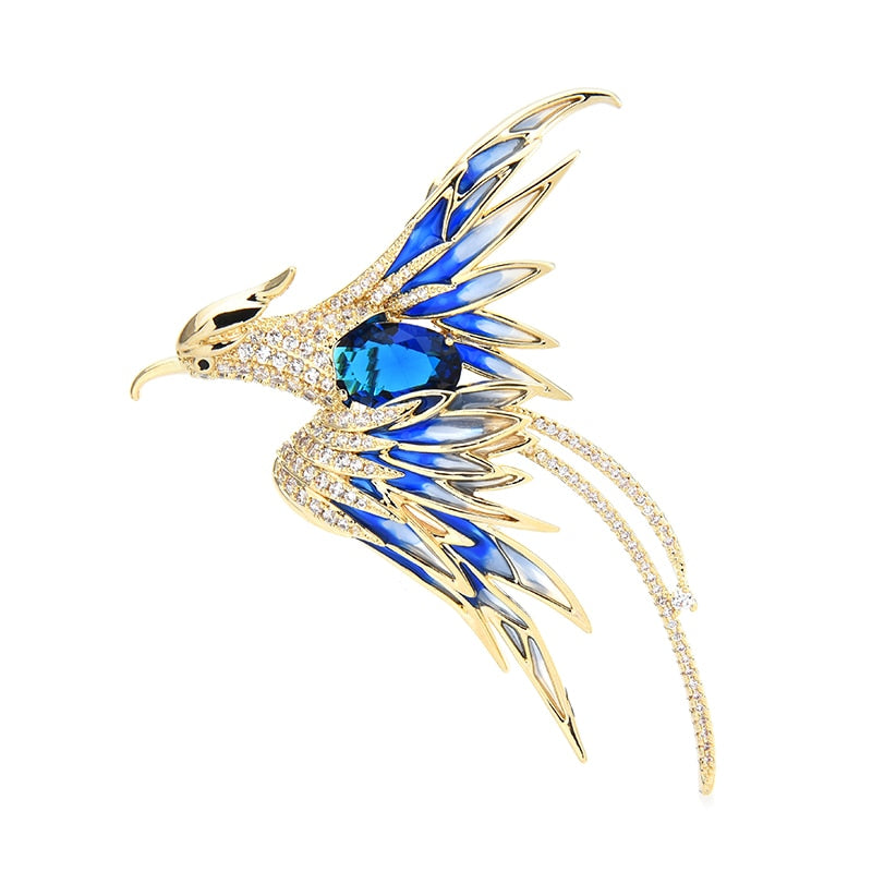 Crystal Phoenix Bird Brooches For Women Men 5-color Enamel Flying Beauty Bird Party Office Brooch