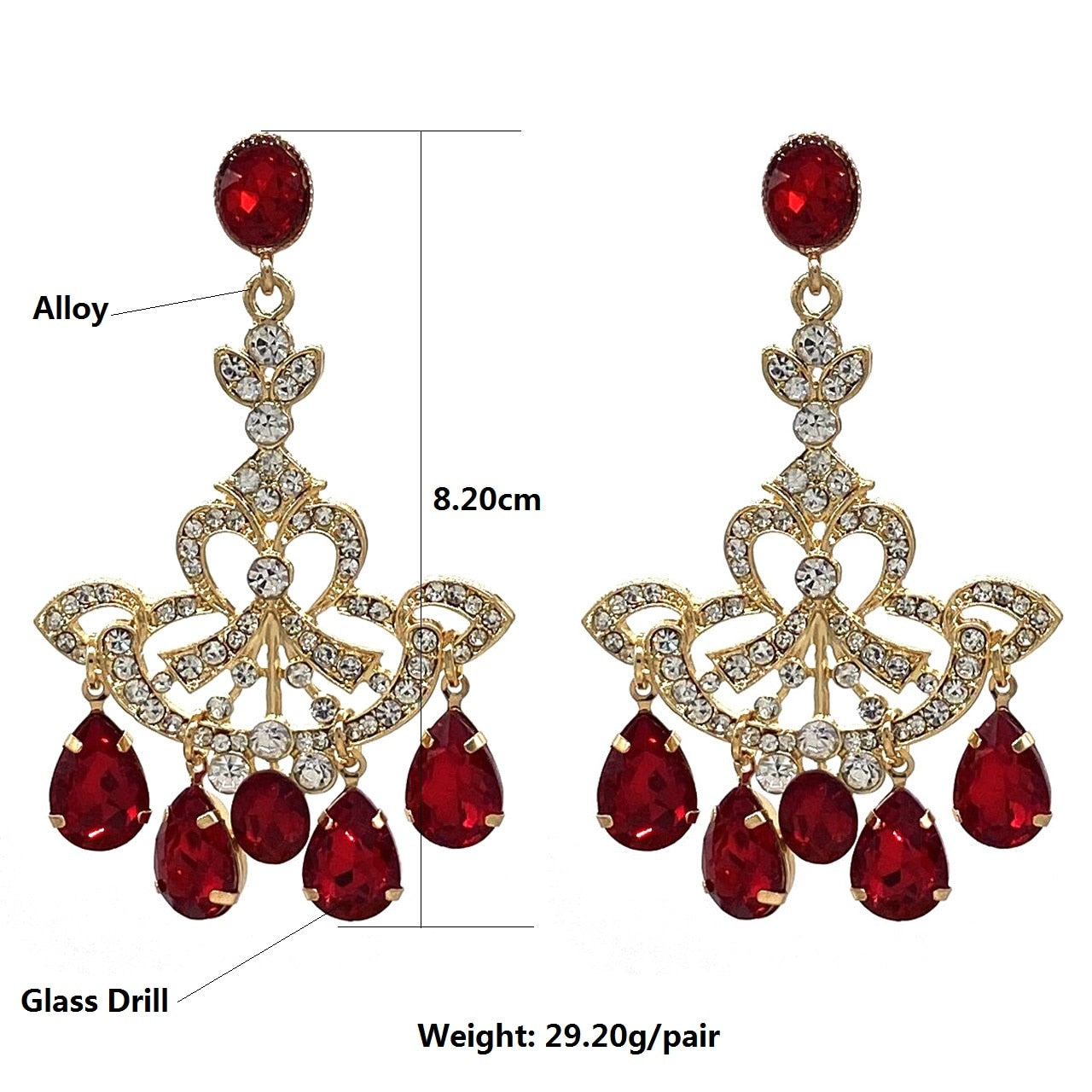 New Trendy Crystal Rhinestone Alloy Dangle Earrings for Women