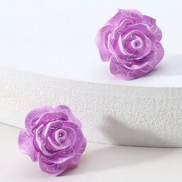 Romantic Sweet Fashion Acrylic Flower Pattern Korean Stud Earrings For Women