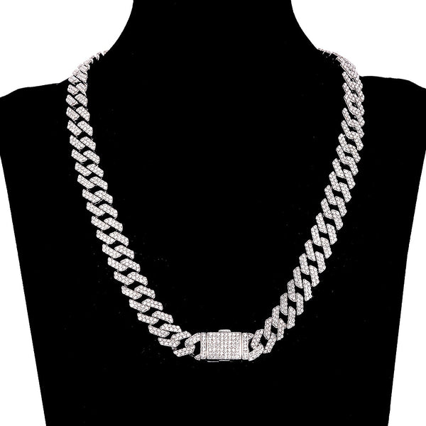 12mm Cuban Link Chains Necklace Fashion Hiphop Jewelry For Women Men