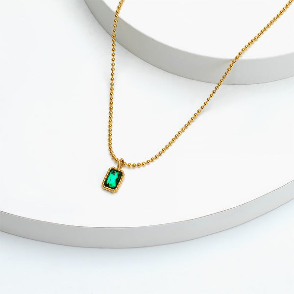 Green Cubic Zirconia Stone Necklace Pendant for Women