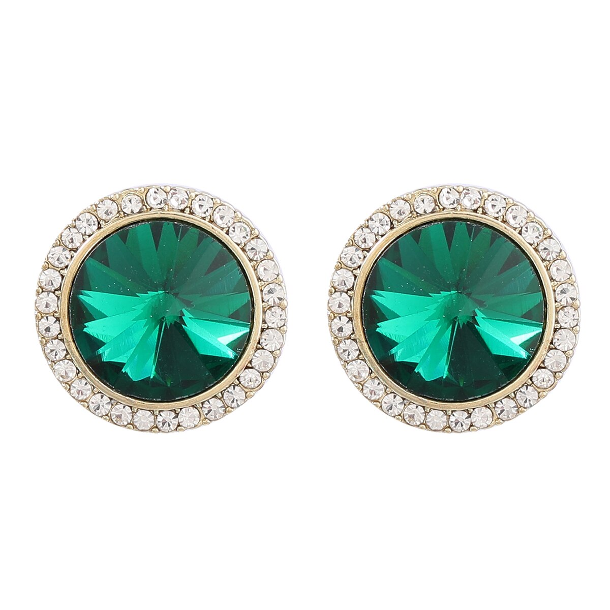 Fashion Metal Rhinestone Round Geometric Earrings Women