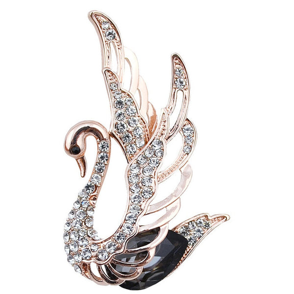 3 Colors Choose Rhinestone and Crystal Swan Brooches for Women