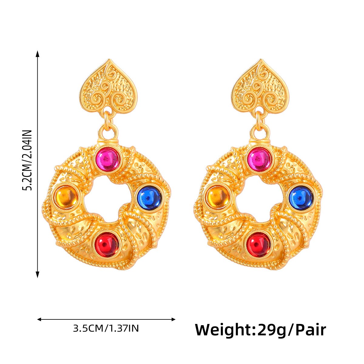 Metal Rhinestone Gold-color Geometric Earrings Women