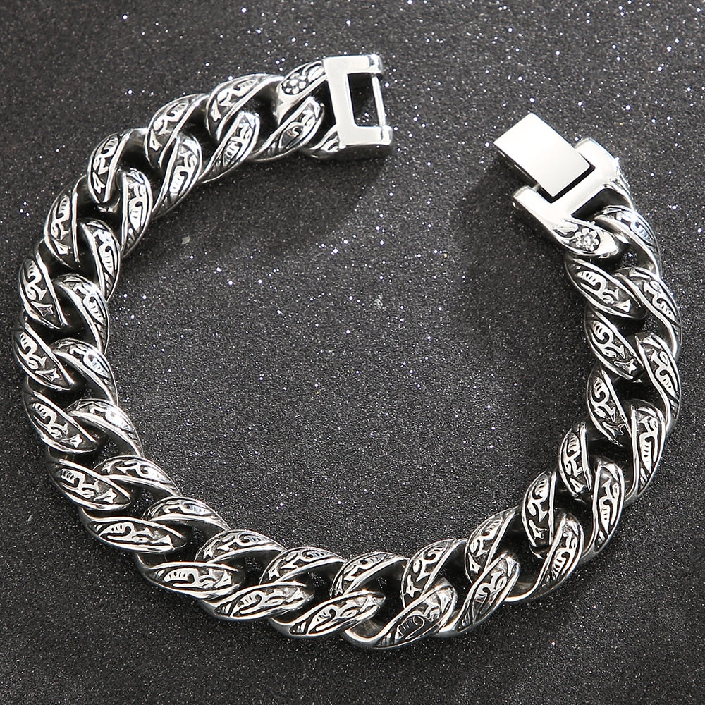 Mens Stainless Steel Curb Cuban Link Chain Bracelet for Men