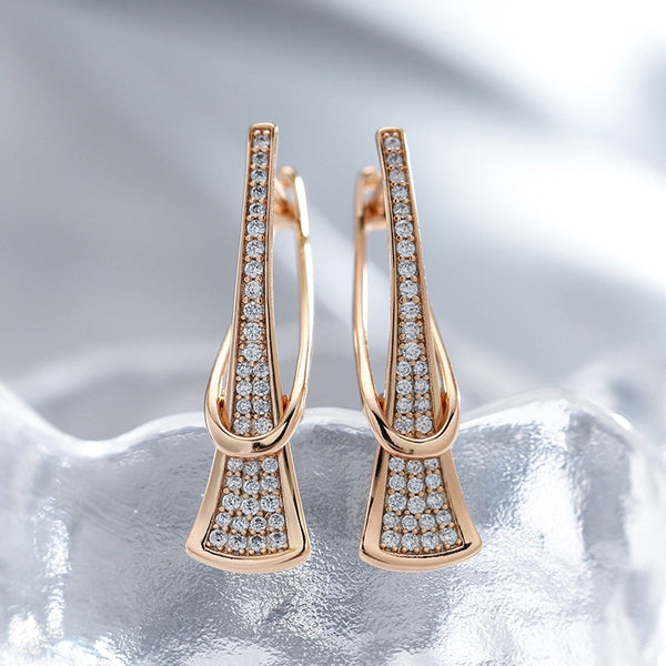 Luxury Curve Triangle Long Pendant Zircon Women's Earrings