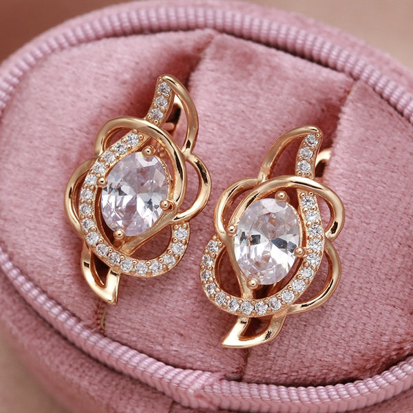 585 Rose Gold Zircon Earrings