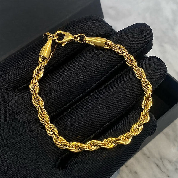 5mm Stainless Steel Twisted Rope Chain Bracelets for Women