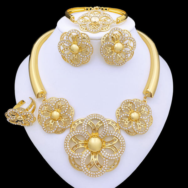 Fashion Jewelry Gold Color Jewelry Sets For Women Necklace And Earrings Set