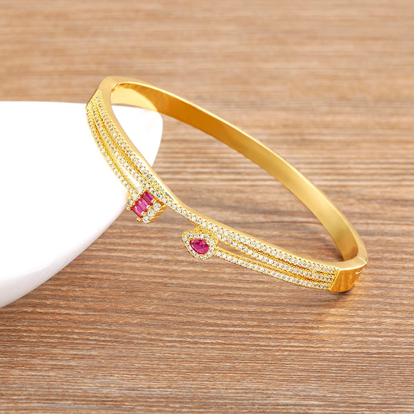 Classic Light Luxury Brand Inlaid Zircon Gold Plated Bangle Bracelets For Women