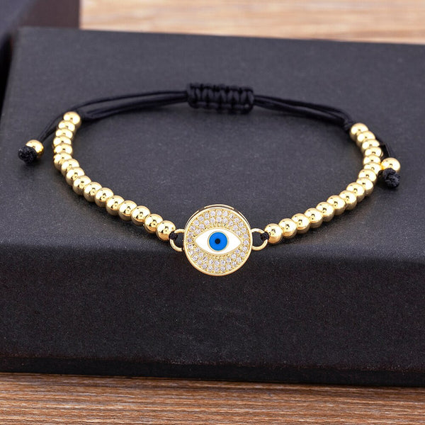 Exquisite Zircon Round Inlaid Evil Eye Crystal Bracelet Women