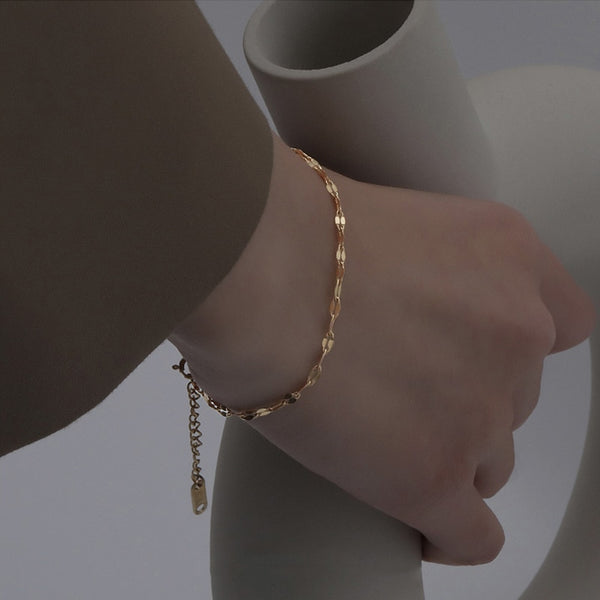 Golden Bracelets Luxury Design Flash Ripple Sparkling Chain Bracelet For Women