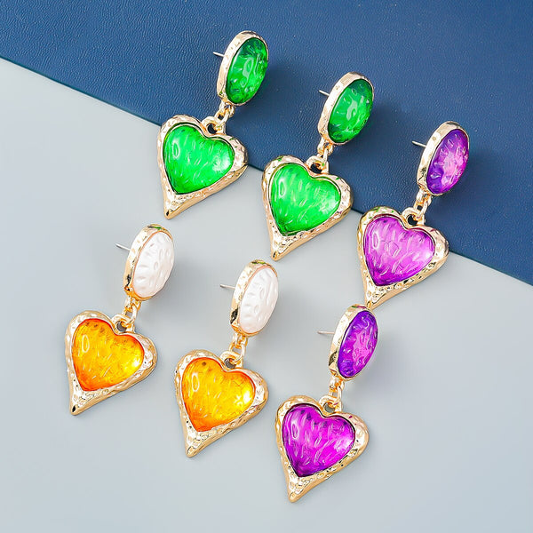 Fashion Metal Resin Heart-shaped Geometric Earrings Women